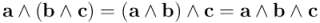 \mathbf{a} \wedge \left(\mathbf{b} \wedge \mathbf{c}\right) = \left(\mathbf{a} \wedge \mathbf{b}\right) \wedge \mathbf{c} = \mathbf{a} \wedge \mathbf{b} \wedge \mathbf{c}